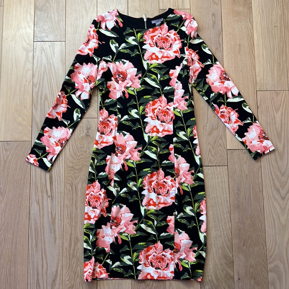 H&M Floral Print Midi Long Sleeve Dress